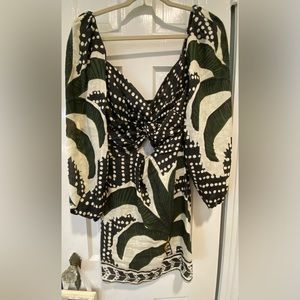 Johanna Ortiz Artadecer Tropical long Sleeve Linen Dress